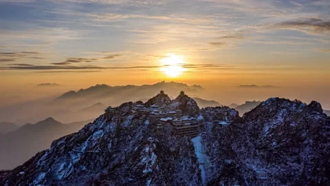 Sea Of Clouds-4K Aerial Hyperlapse Of The Laojun Mountain In Henan,China. Stock Footage 165476210