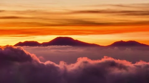 Sea Of Clouds-4K Timelapse Of The Mt Bromo At Sunset,East Java,Indonesia. Stock Footage 140925736