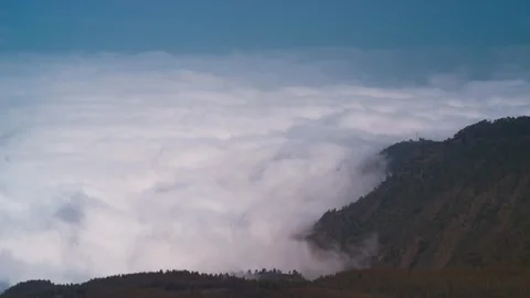 Sea of Clouds Flowing Around Pine Covered Hills Tenerife 4K Timelapse Stock-Footage 333417090