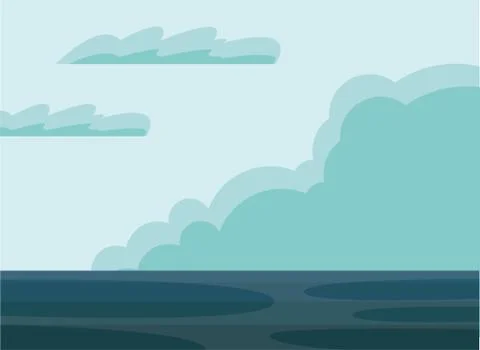 Sea with clouds landscape background vector design 스톡 일러스트