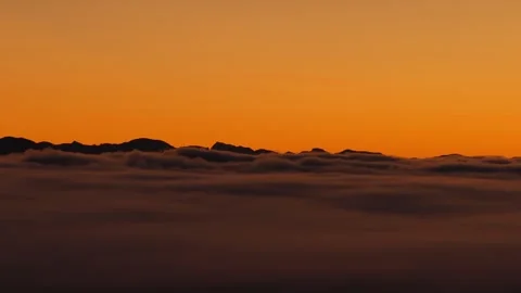 Sea of Clouds Over Campbell River During Golden Hour Sunrise In Canada. - tilt Video stock 328619972