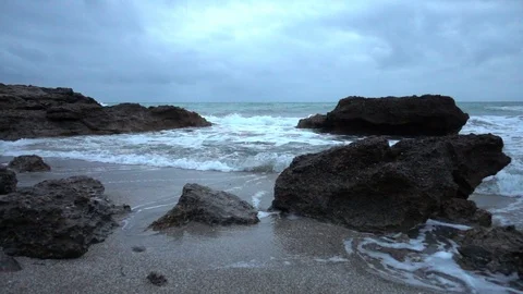The sea a cloudy day in slow motion Stock Footage 88598673