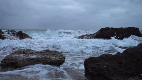 The sea a cloudy day in slow motion Stock-Footage 88600130