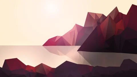 Sea Coast with and High Cliffs - Vector Illustration Stock Illustration