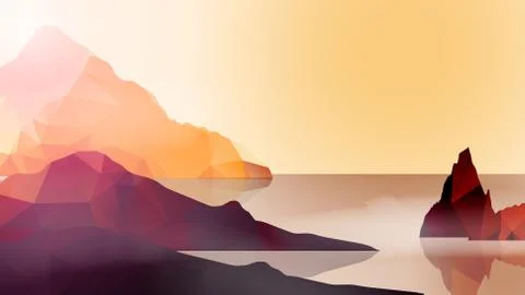 Sea Coast with and High Cliffs - Vector Illustration Stock Illustration