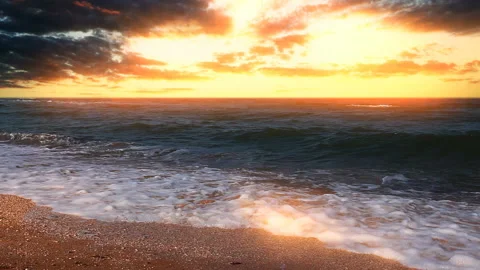 Sea coast on a background of dawn Stock Footage 129158596