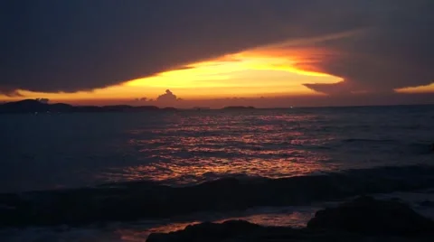 Sea coast, evening, heat lightning Stock Footage 59144066