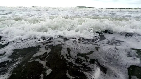Sea coast with strong waves Stock Footage 83857102