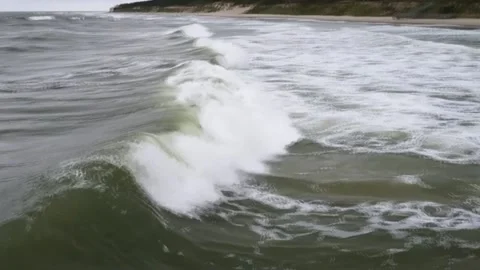 Sea coast. Tides and storms at sea. Waves on the Baltic Sea. Deserted seashore. Stock Footage 162633982