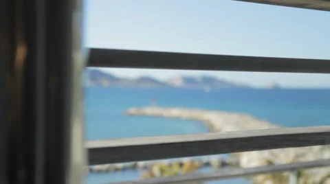 SEA COAST FROM WINDOW Stock Footage 28096155