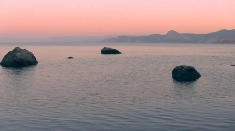 Sea coastline at sunset. Stock Footage 20960606