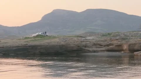 Sea coastline at sunset Stock Footage 21242803