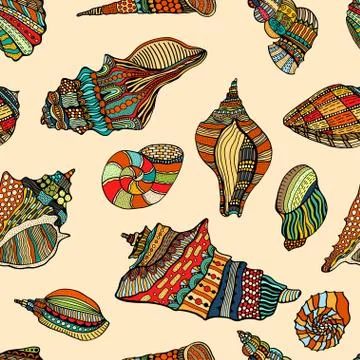 Sea cockleshell seamless pattern イラスト素材