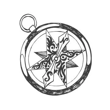 Sea compass. Hand drawn vector illustration isolated on white background Stock Illustration