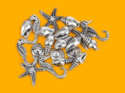 Sea conches - beach background Stock Photos