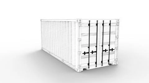 Sea container 3d rendering of computer model in white background 스톡 일러스트