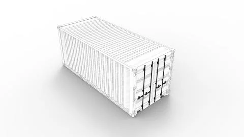 Sea container 3d rendering of computer model in white background 스톡 일러스트
