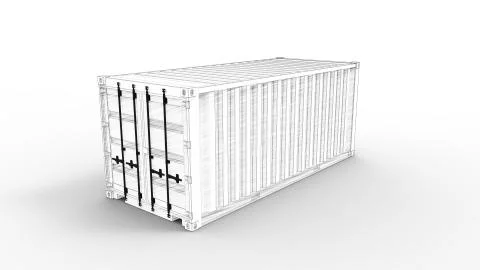 Sea container 3d rendering of computer model in white background Stock Illustration