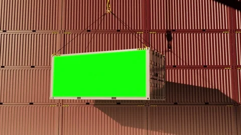 Sea container.  mock-up green screen. Chromakey display. 3D render. Stock Footage 287566148