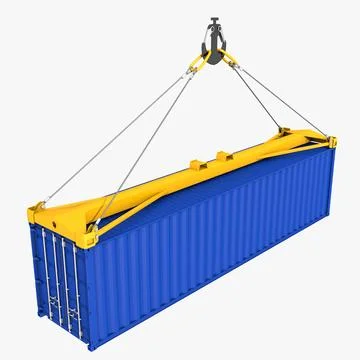 Sea Container with Spreader 3D Model