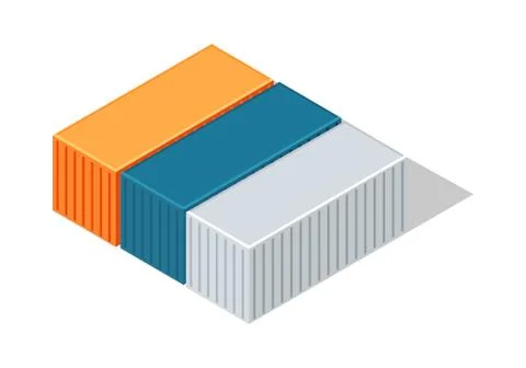Sea Containers in Isometric Projection Vector Stock Illustration