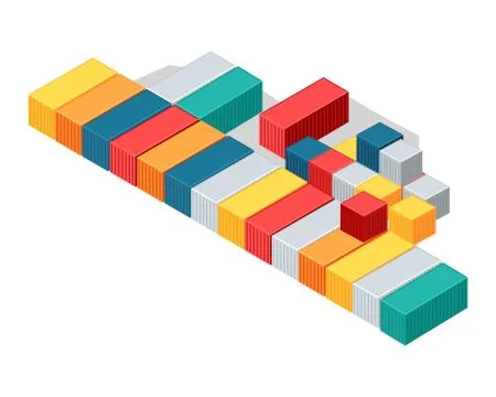 Sea Containers in Isometric Projection Vector Stock Illustration