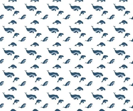 Sea cow seamless pattern vector Illustrazione stock