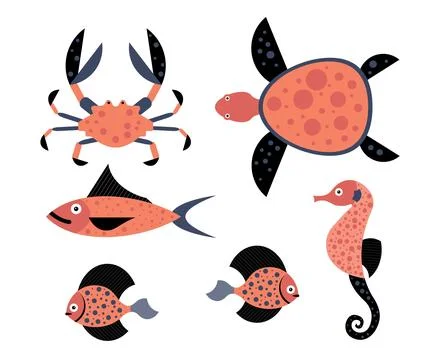 Sea creature vector illustrations Stock Illustration
