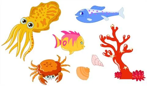 Sea creatures 2 Stock Illustration