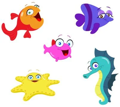 Sea creatures Illustrazione stock
