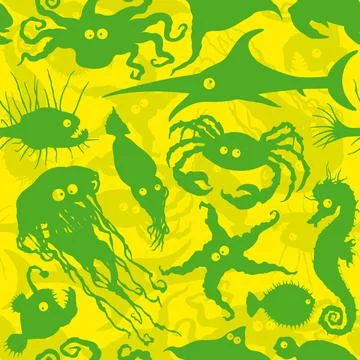 Sea creatures pattern イラスト素材