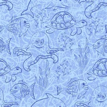 Sea Creatures Seamless Illustrazione stock