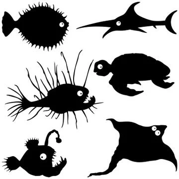 Sea creatures set Stock Illustration