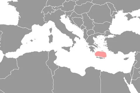 Sea of Crete on the world map. Vector illustration. Stock Illustration