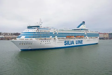 Sea cruise ferry "Silja Symphony" close-up. Helsinki Stock Photos