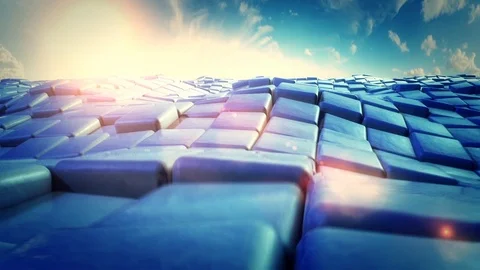 Sea Cubes Minecraft Style Stock Footage 86422334