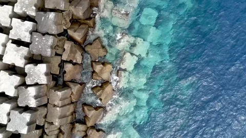 Sea Defences - Top Down Drone Video Stock Footage 277959398