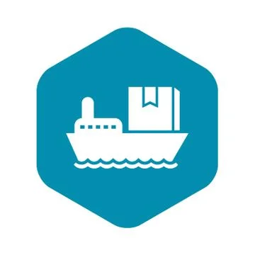 Sea delivery box icon, simple style Illustrazione stock