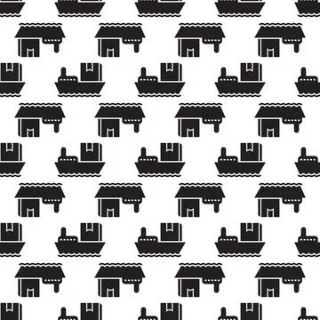 Sea delivery box pattern seamless vector 스톡 일러스트