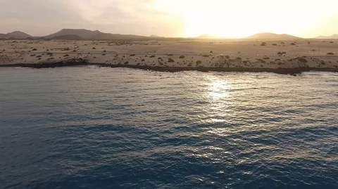 From the sea to the desert at sunset Stock Footage 92070052