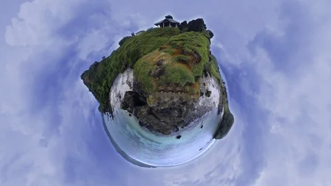 Sea, earth, nature TINY PLANET tilt pan Lombok island HD Video stock 108544238