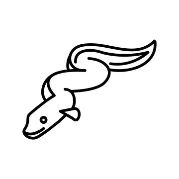 Sea eel icon. Seafood flat pictogram for web. Line stroke. Isolated on white  Stock Illustration