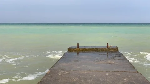 Sea, empty breakwater Stock Footage 119653745