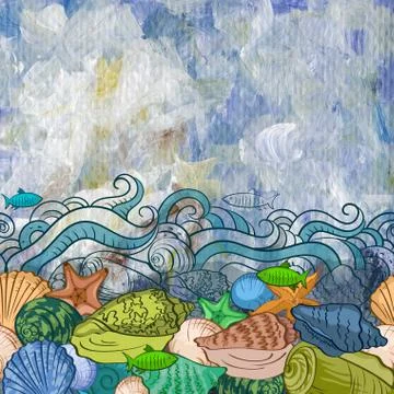 Sea Exotic Pattern Illustrazione stock