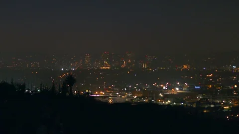 A sea of fireworks explode throughout the city of Los Angeles Video stock 119285928