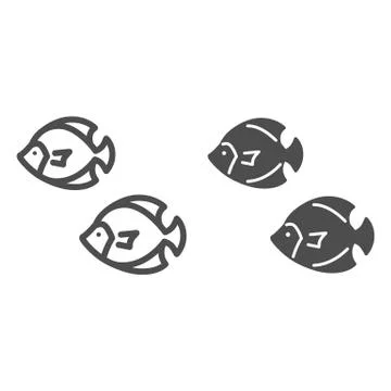 Sea fish line and solid icon, marine life concept, underwater world sign on Stock Illustration