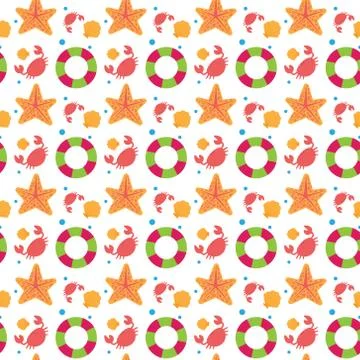 Sea Fish Seamless Pattern Vacation Concept Abstract Background Colorful Design 스톡 일러스트