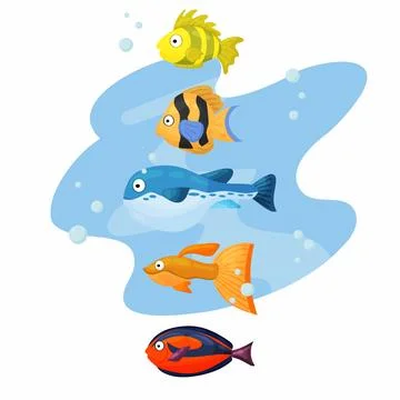 Sea fish set Stock Illustration