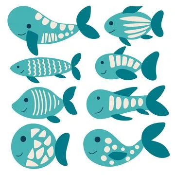 Sea fish set vector illustration Stock Illustration