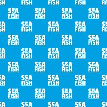 Sea fish shop pattern vector seamless blue 스톡 일러스트